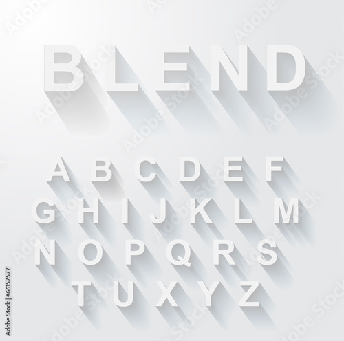 Classic alphabet with modern long shadow effect.