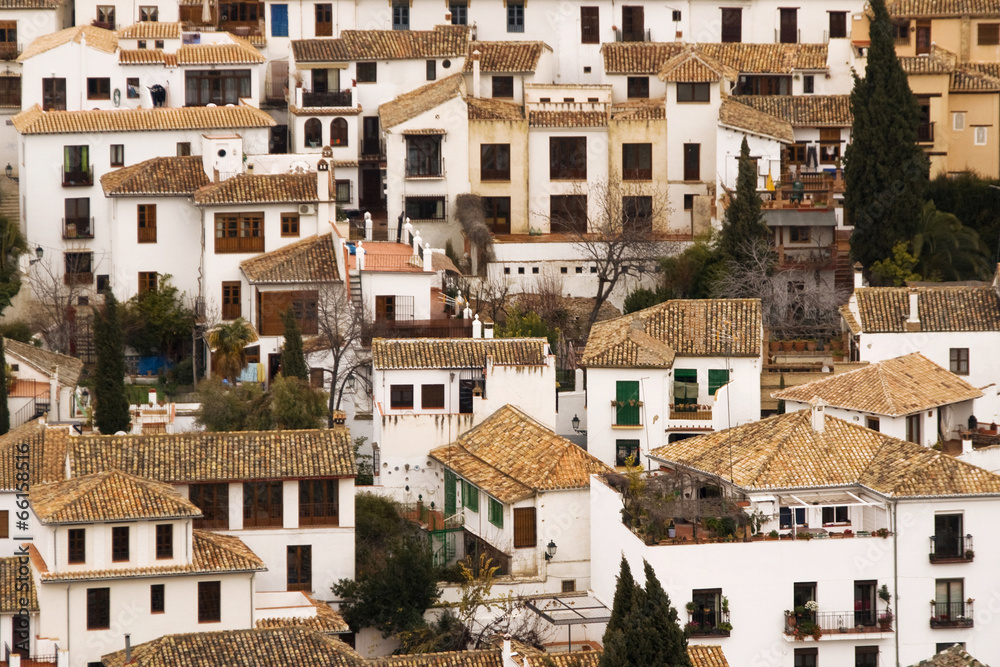 White houses of El Albayzin, Granada, Spain