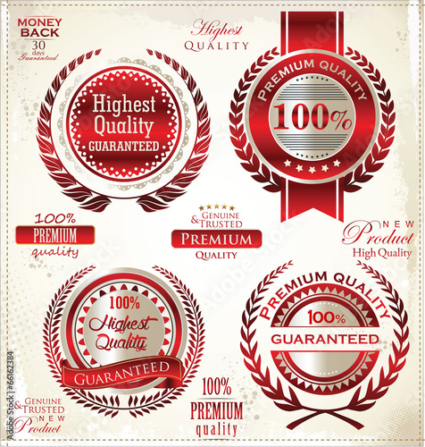 White and red Premium Quality Labels