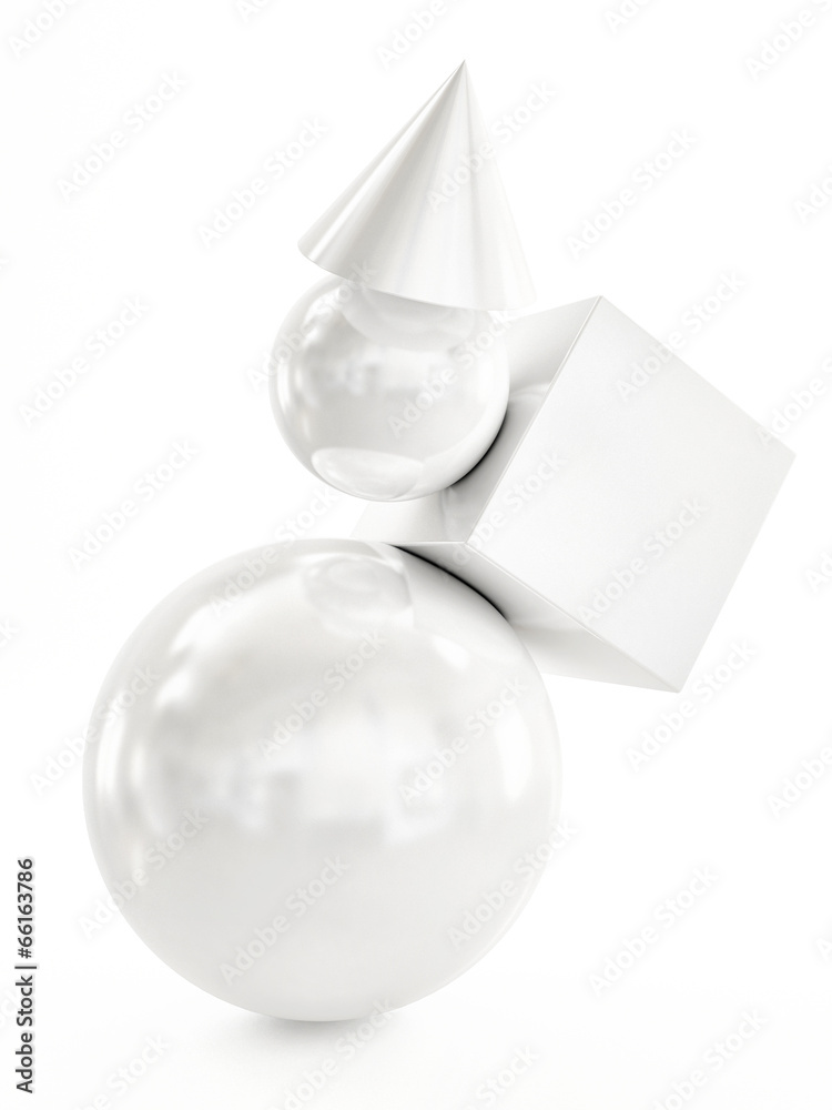White Geometrical Objects in abstract composition White Geometrical Objects in abstract composition