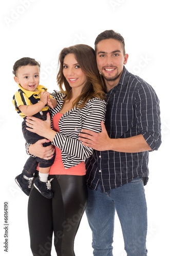 family hispanic on a white background
