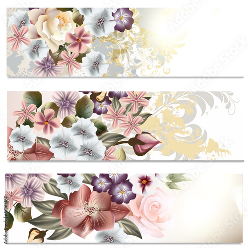 Flower backgrounds set in floral style
