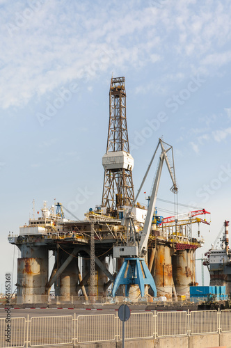 Gas and oil rig platform in the port of Tenerife. Spain
