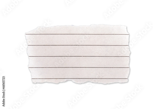 Torn lined paper banner, isolated on white.