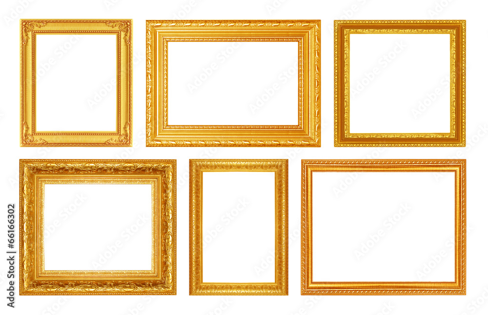 Set golden frame isolated on white background