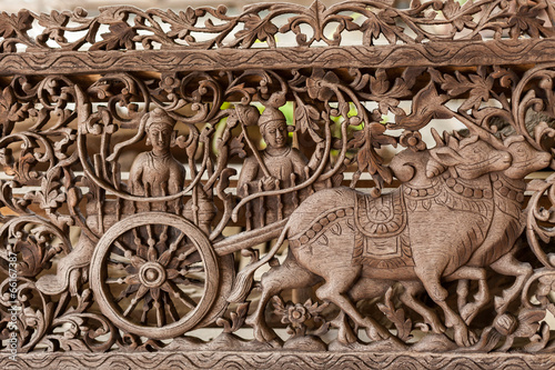 Oxcart teak wood craft photo