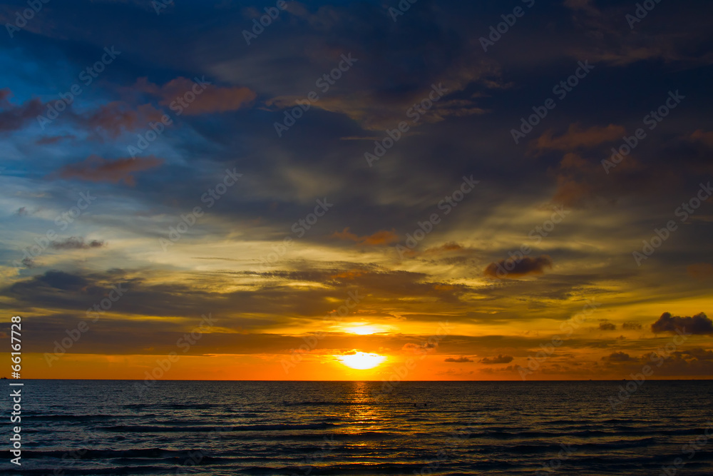Beautiful sunset on the beach , Thailand.