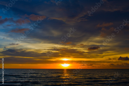 Beautiful sunset on the beach   Thailand.