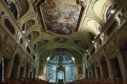 baroque ceiling fresco in Santa Cecilia church, Rome, Italy