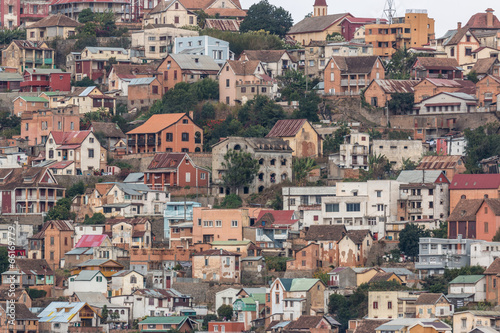 Densely packed houses on the hills of Antananarivo