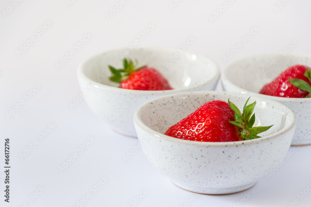 set of three ceramic bowls with strawberries set of three ceramic bowls with strawberries