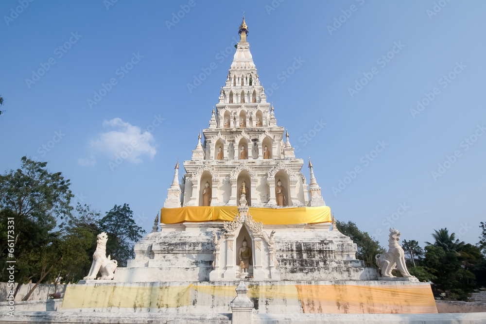 Vintage white old pagoda in Wat Chedi Liam, chiangmai thailand