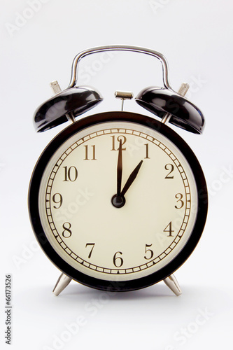 Classic alarm clock at 1 O'clock