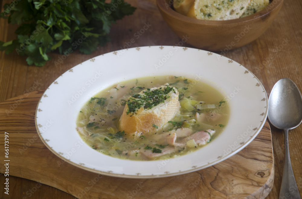 Leek and bacon soup Leek and bacon soup