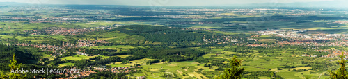 Panoramic bird fly view to Alsace