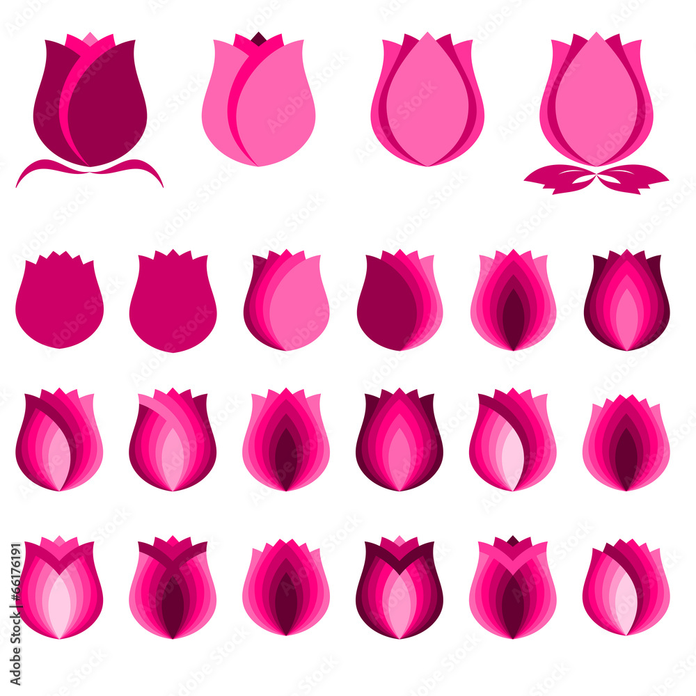 pink tuliip, Flower symbol Set, vector pink tuliip, Flower symbol Set, vector