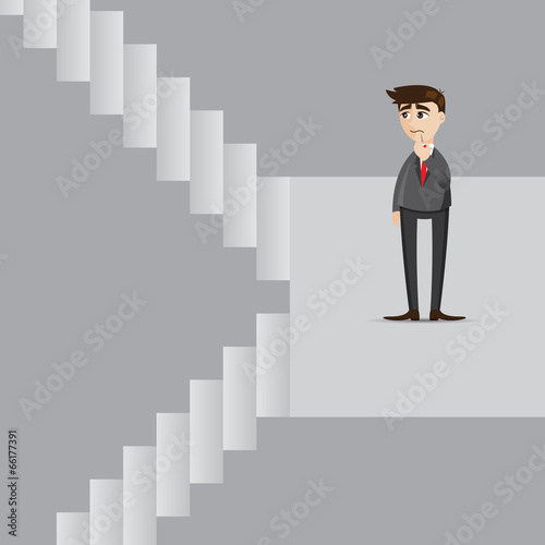 cartoon businessman with up and down stair