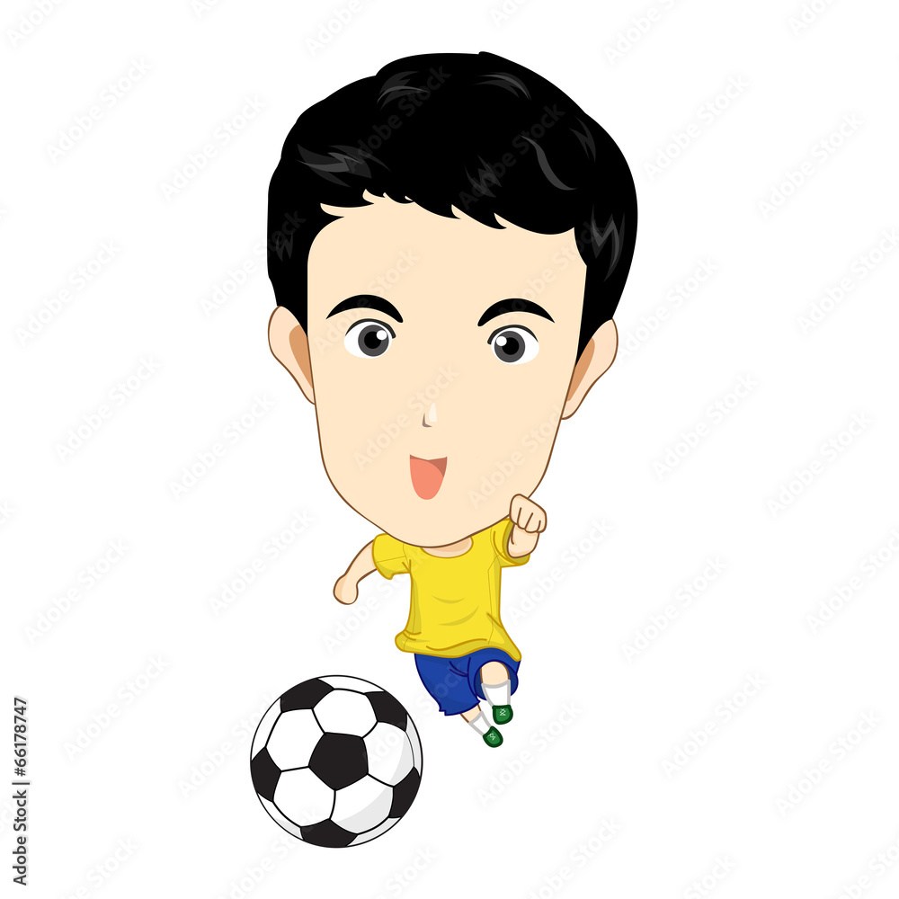 boy playing soccer isolated illustration