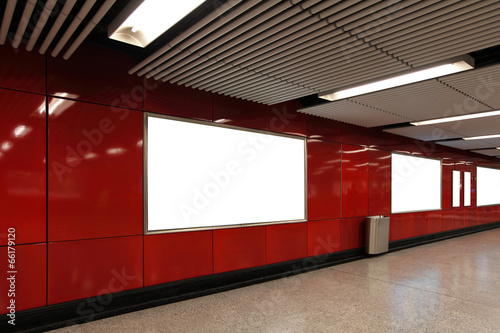Blank Billboard in metro subway station