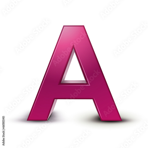 3d alphabet pink A
