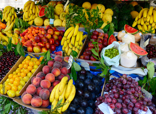 Fruits and vegetables at a farmers market