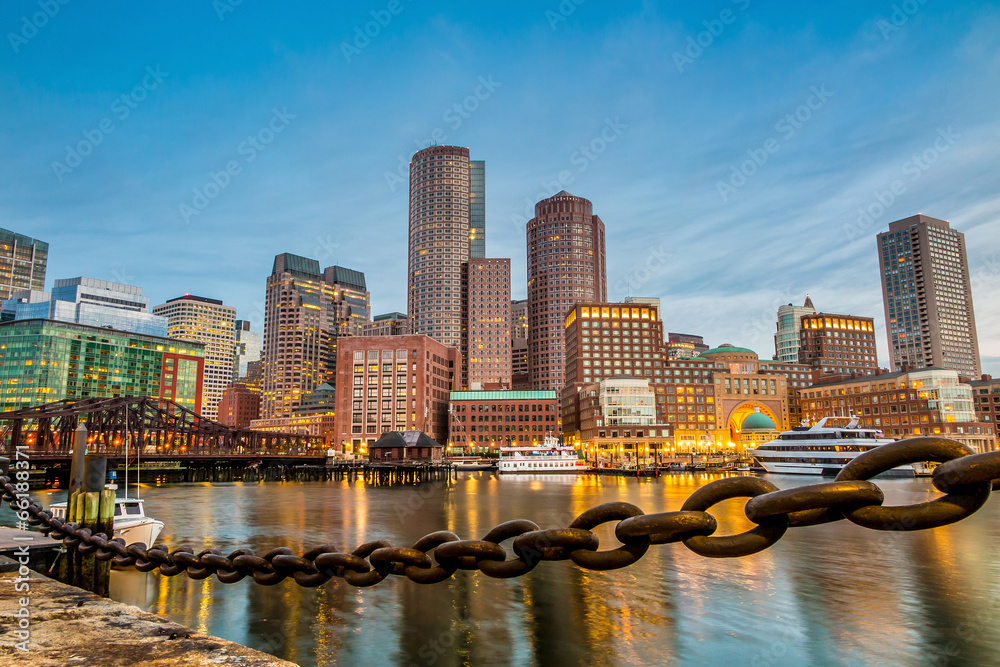 Obraz premium Boston Harbor and Financial District