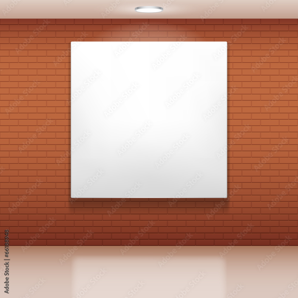 Obraz premium Blank white picture on brick wall.