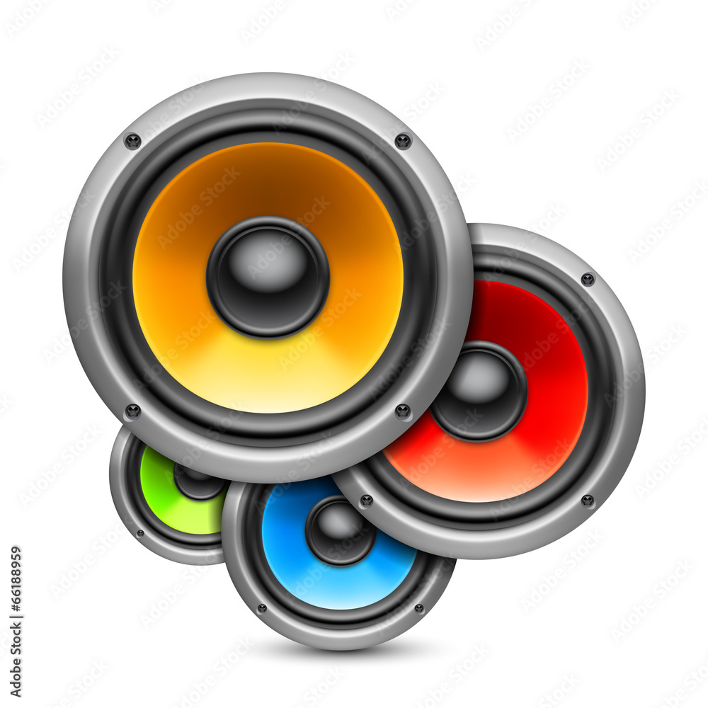 Composition of 4 color speakers. Composition of 4 color speakers.