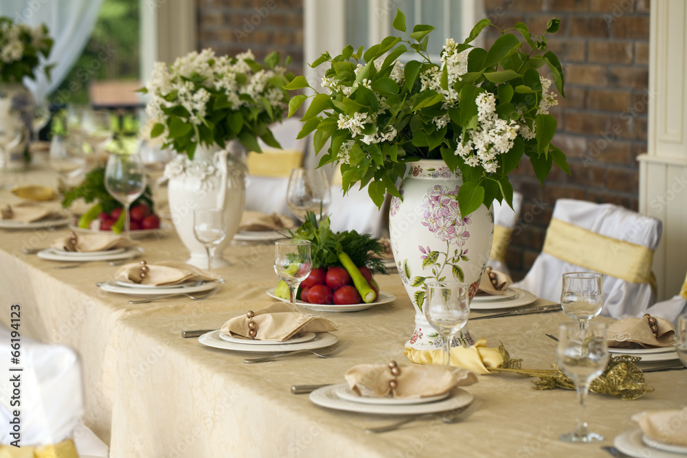 Decorated chair and tables Decorated chair and tables