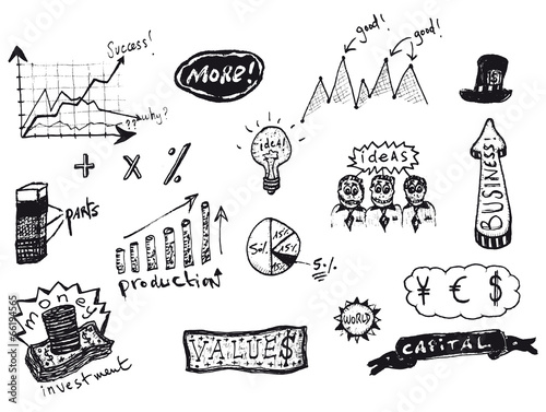 Infographics Papers And Business Icons Set
