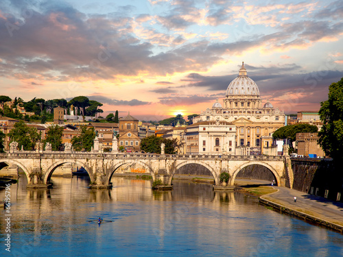 Basilica di San Pietro with bridge in Vatican, Rome, Italy photo