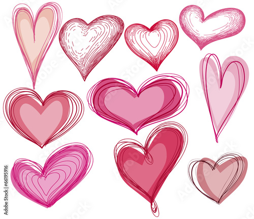 Hand drawn heart shape set