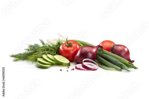 vegetables on white