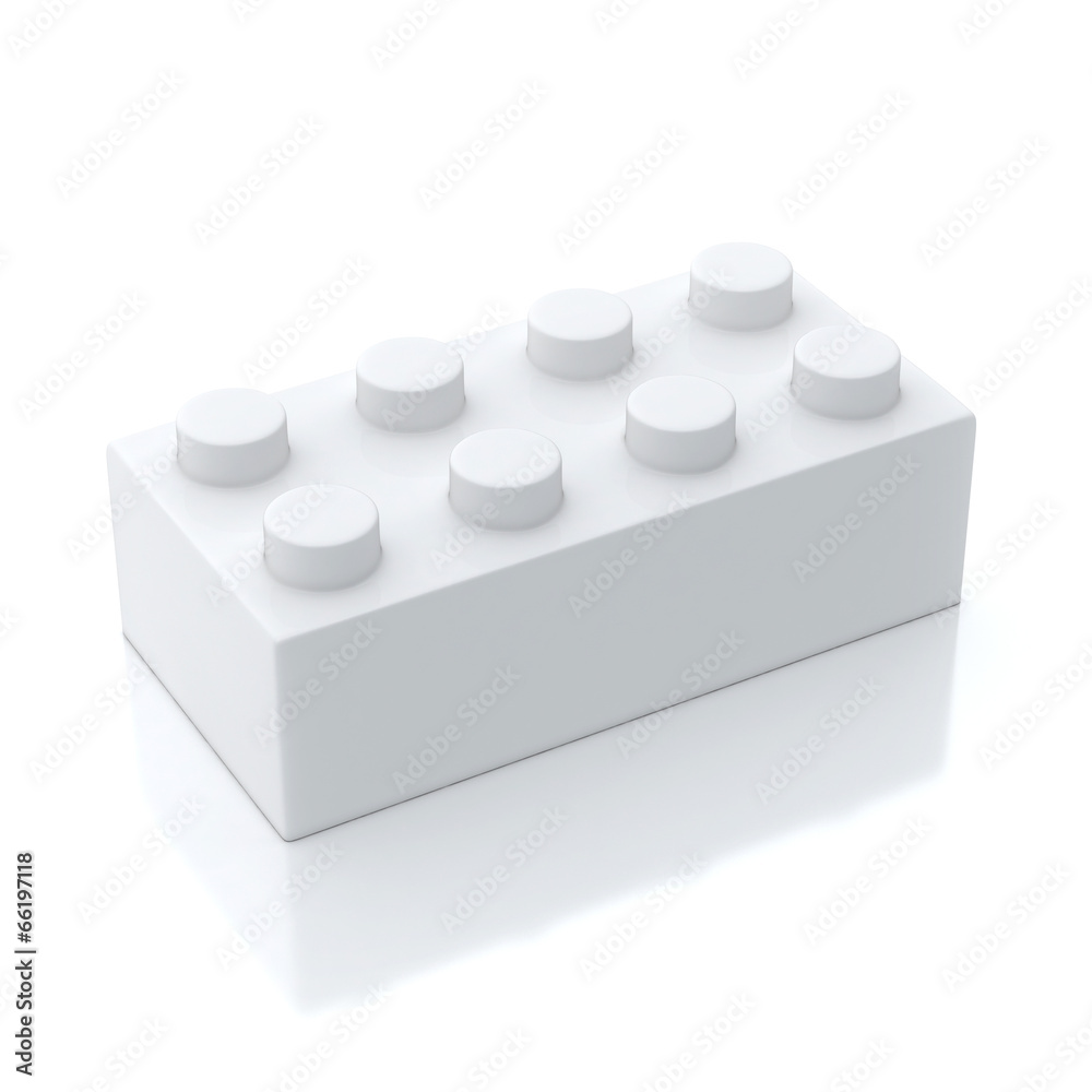 Single White Building Block Isolated on White Background Single White Building Block Isolated on White Background
