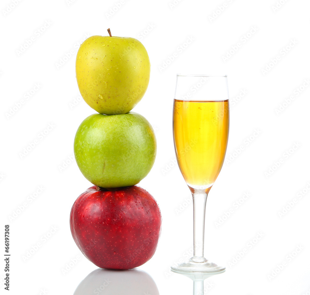 Apple pyramid and apple juice isolated Apple pyramid and apple juice isolated