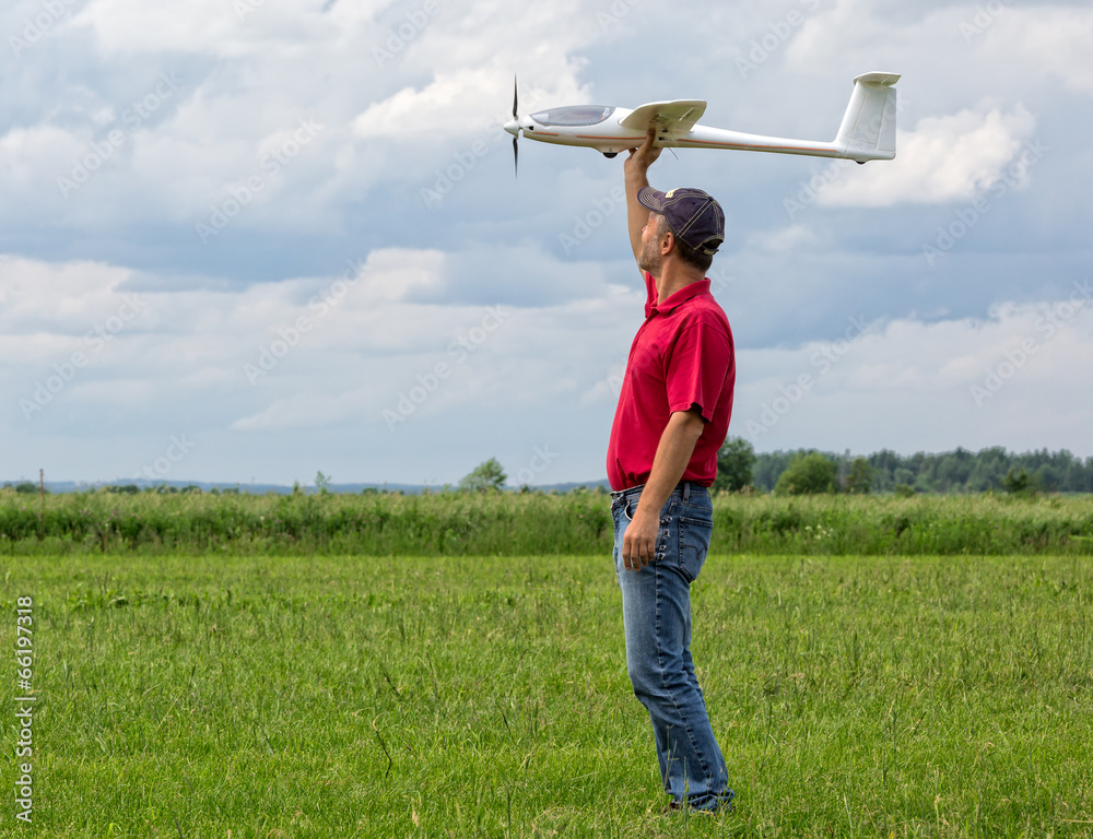 Man launches into the sky RC glider