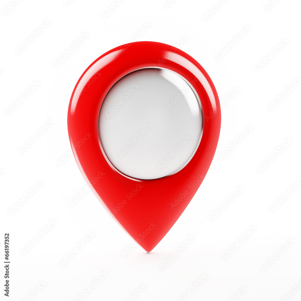 Red Map Pointer Isolated on White Background, Render Red Map Pointer Isolated on White Background, Render