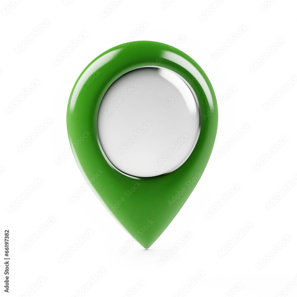 Green Map Pointer Isolated on White Background, Render Green Map Pointer Isolated on White Background, Render