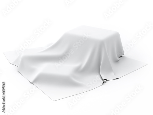 Mysterious box Covered with White Drapery