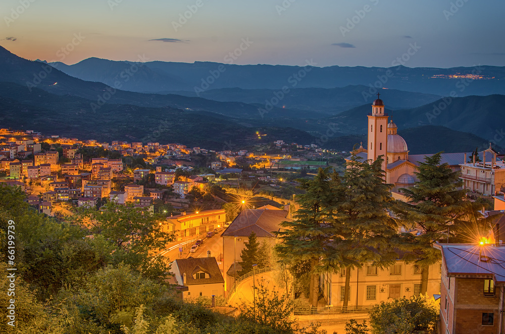 Mountain town - Lanusei (Sardinia, Italy) in the sunset