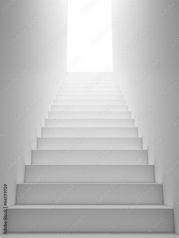 Fototapeta premium White Staircase to the Exit