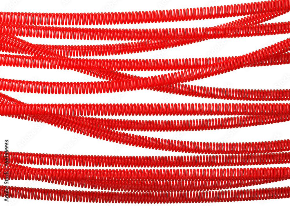 Red Phone Cable Entangled Isolated On White Background Red Phone Cable Entangled Isolated On White Background