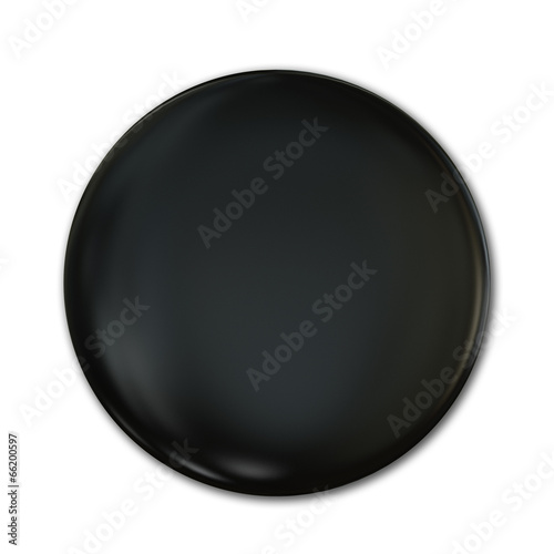 Black Plastic Badge Isolated Over White Background