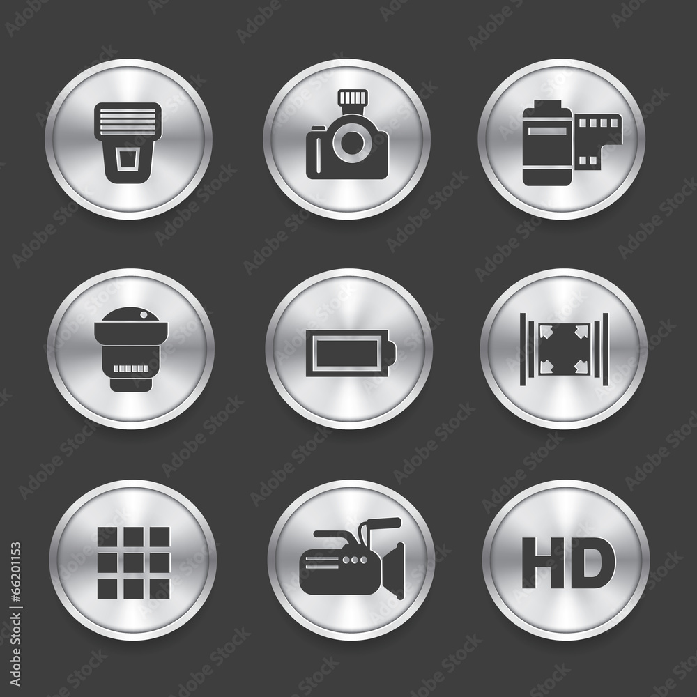 Photography icons,Silver vector