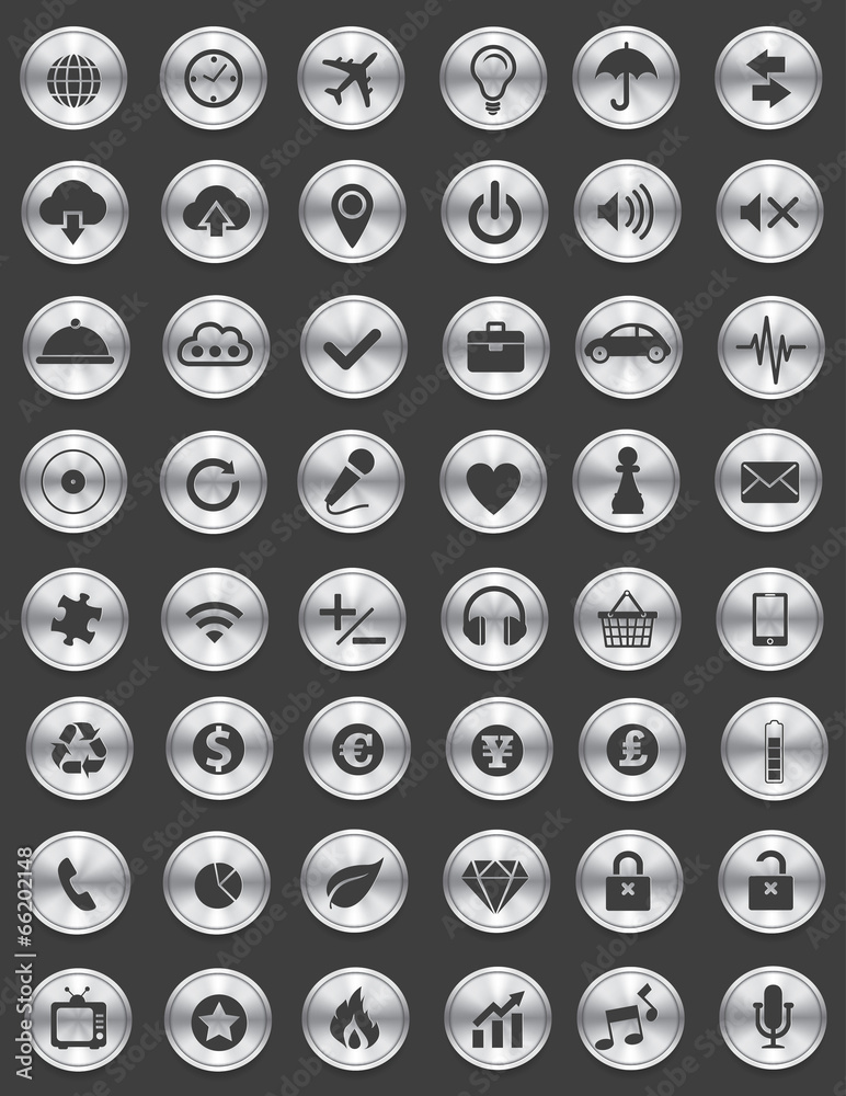 Website icons,Silver buttons vector