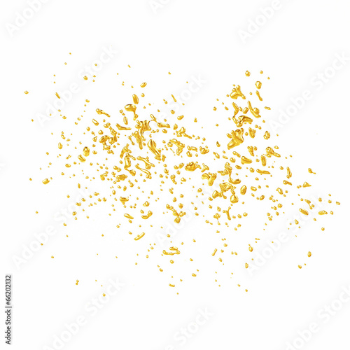 Abstract Golden Shape, Melt Gold Isolated on White background