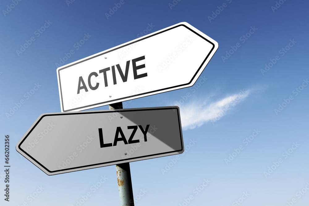 Active and Lazy directions. Opposite traffic sign. Active and Lazy directions. Opposite traffic sign.