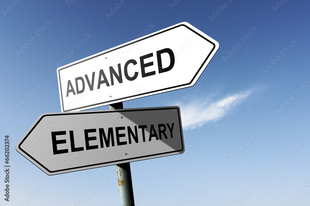 Advanced and Elementary directions. Opposite traffic sign. Advanced and Elementary directions. Opposite traffic sign.