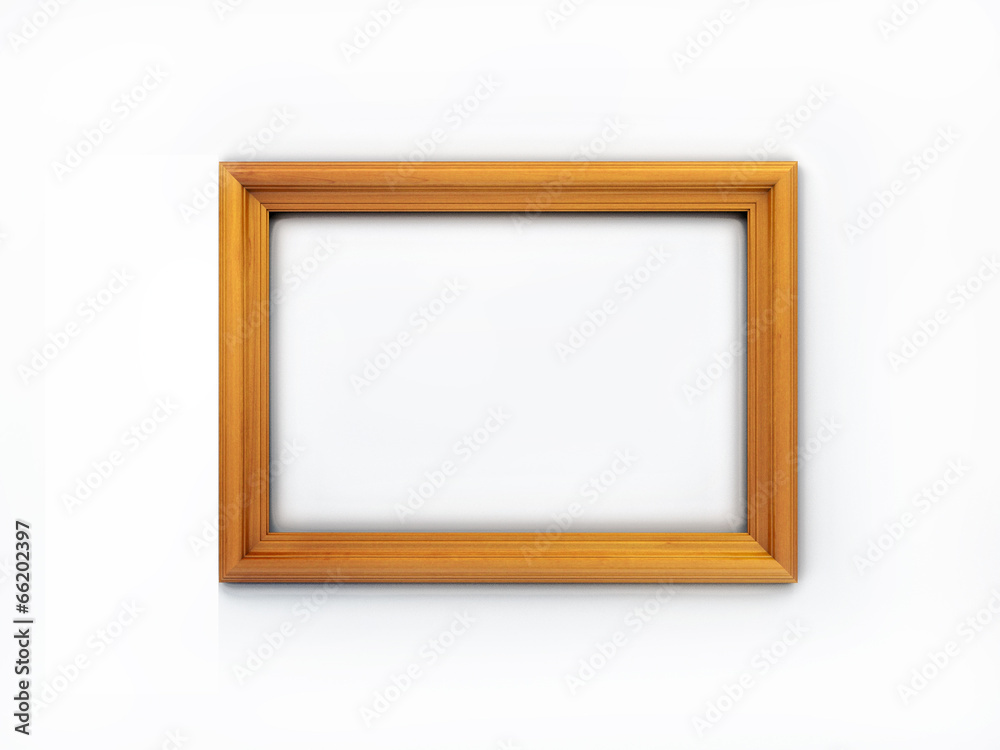 3D wooden picture frame isolated over white 3D wooden picture frame isolated over white