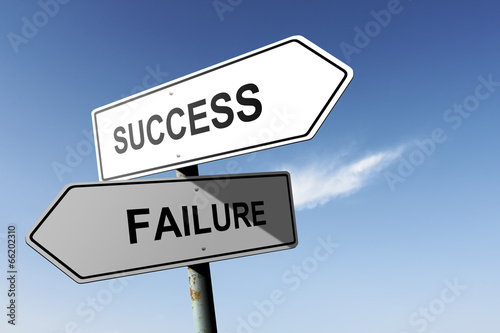 Success and Failure directions. Opposite traffic sign.
